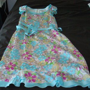 knee length brand new silk flora dress - $180